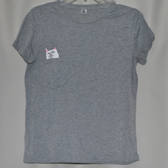 Funny Cat Pocket Tee - Picture 1 of 2